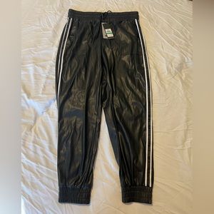 Karl Lagerfeld Paris Womens Faux Leather Sweatpants Jogger Pants - Large - NWT